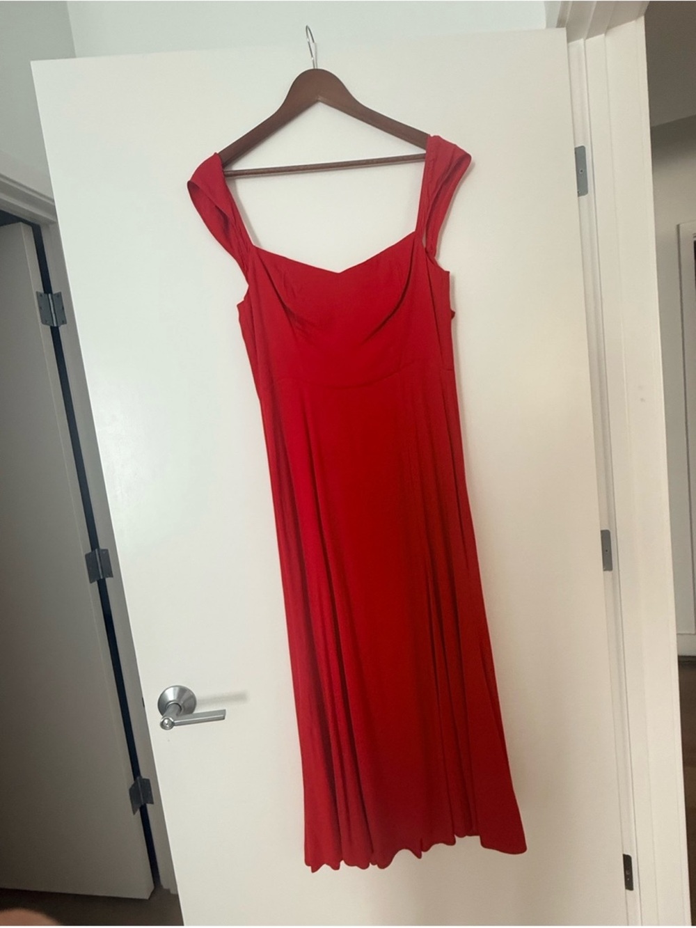 Reformation Sweetheart red Bryson Midi Dress - Elegant Women's long Dress - Picture 4 of 5